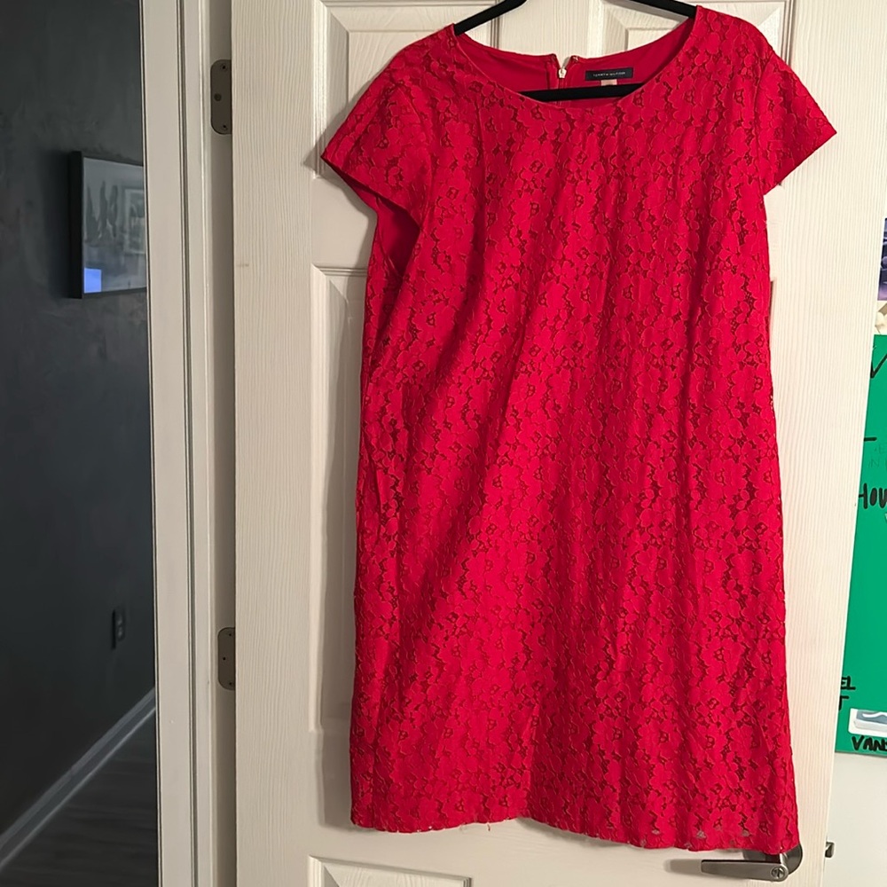 Red lace dress